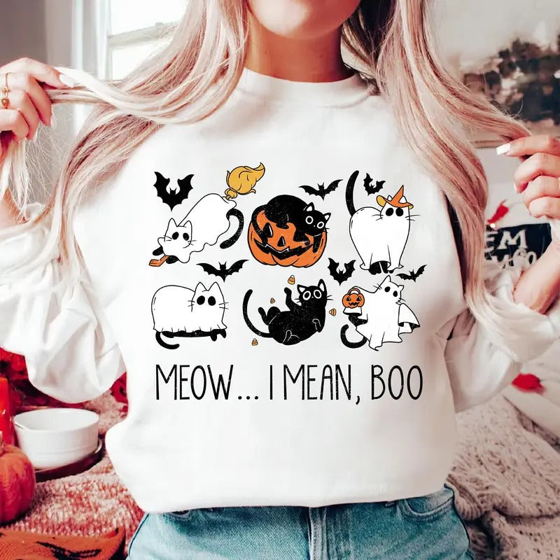 Halloween Ghost Boo Cat Lovers Shirt Cute Halloween Ghosts Shirt Cat Lover Shirt Halloween Cat Mom Shirt Spooky Season Cats Shirt T-Shirts, Hoodie, Sweatshirt - T-Shirt, Sweatshirt, Hoodie