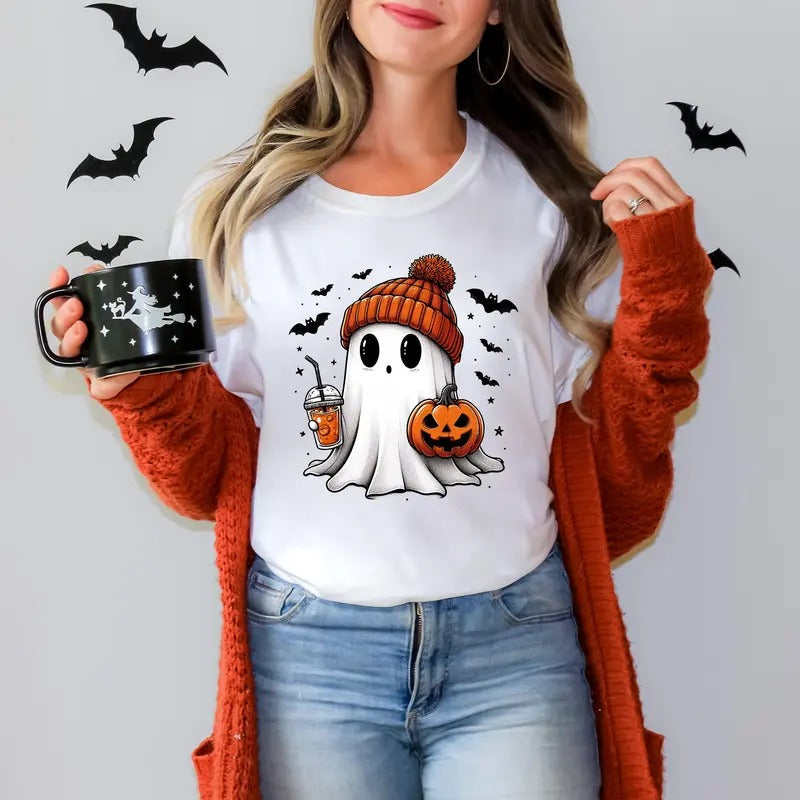 Halloween Ghost Halloween Ghost Cute Halloween Shirt Halloween Shirt Spooky Season Shirt Trick Treat Shirt Pumpkin T-Shirts, Hoodie, Sweatshirt - T-Shirt, Sweatshirt, Hoodie
