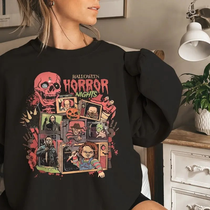 Halloween Horror Nights Universal Studios Horror Halloween Shirt Scary Movie GhostFace Shirt Freddy Chucky Horror Movie Shirt T-Shirts, Hoodie, Sweatshirt - T-Shirt, Sweatshirt, Hoodie
