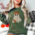 Halloween Lace Ghost Spooky Coquette Girly Ghost Orange Bow Cotton Womenswear T-Shirts, Hoodie, Sweatshirt - T-Shirt, Sweatshirt, Hoodie