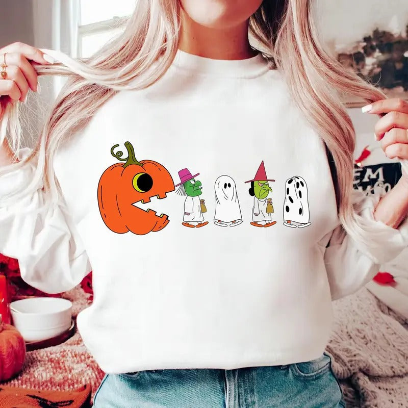 Halloween Pacman Pumpkin Chasing Ghost Shirt Pumpkin Ghost Pacman Shirt Funny Halloween Shirt Spooky Season Shirt Halloween Shirt T-Shirts, Hoodie, Sweatshirt - T-Shirt, Sweatshirt, Hoodie