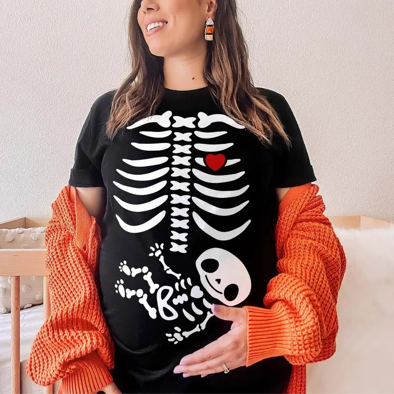 Halloween Pregnancy Announcement Pregnant Skeleton Shirt Halloween Maternity Shirt T-Shirts, Hoodie, Sweatshirt - T-Shirt, Sweatshirt, Hoodie