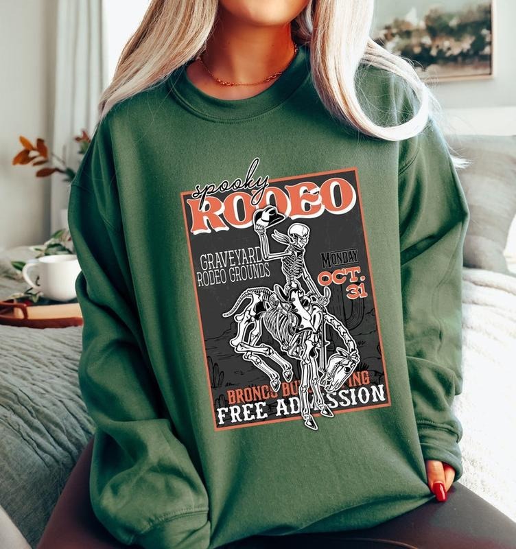 Halloween Rodeo Skeleton Cowboy Shirt Western Halloween Retro Halloween Western Halloween T-Shirts, Hoodie, Sweatshirt - T-Shirt, Sweatshirt, Hoodie
