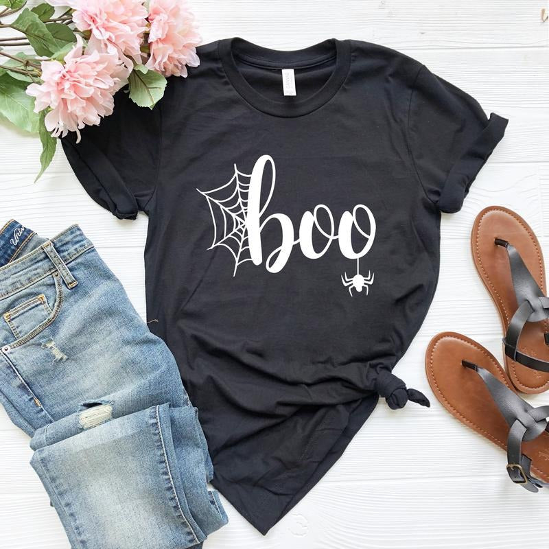 Halloween Shirt Boo Shirt Happy Halloween Shirt Spider Web Shirt Halloween Trick Treat Shirt Halloween Party Shirt T-Shirts, Hoodie, Sweatshirt - T-Shirt, Sweatshirt, Hoodie