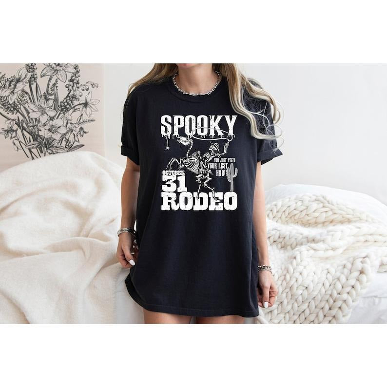 Halloween Spooky Rodeo Shirt Halloween Shirt Western Halloween Shirt Cowboy Skeleton Shirt Vintage Rodeo Cowboy Cowgirl Vintage Cotton Shirt T-Shirts, Hoodie, Sweatshirt - T-Shirt, Sweatshirt, Hoodie