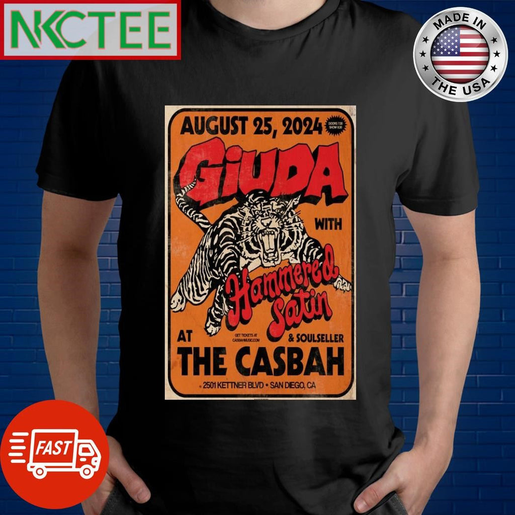 Hammered Satin Aug 25 2024 Giuda The Casbah Tour Soulseller Poster Shirt Unisex T-shirt, Sweatshirt, Hoodie, Long Sleeve Tee - T-Shirt, Sweatshirt, Hoodie