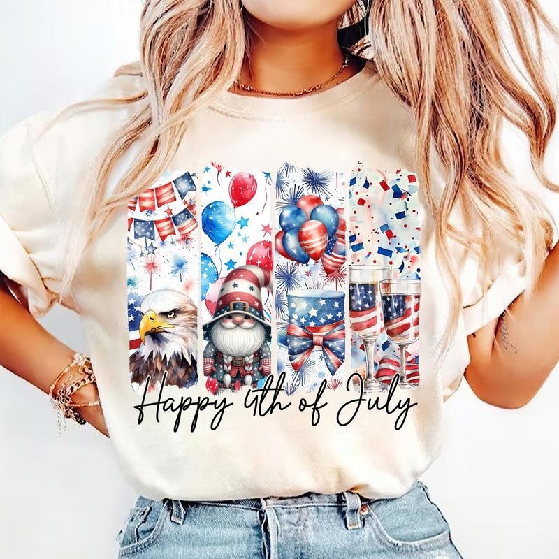 Happy 4th July Brushstroke Retro 4th July 4th July 4th July Memorial Day T-Shirts, Hoodie, Sweatshirt - T-Shirt, Sweatshirt, Hoodie