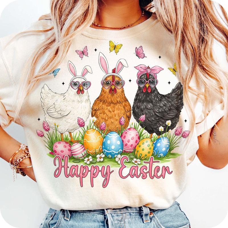 Happy Easter Day Chicken Chicken Easter Retro Easter Spring Flowers Chicken Coquette Chicken Lovers T-Shirts, Hoodie, Sweatshirt - T-Shirt, Sweatshirt, Hoodie