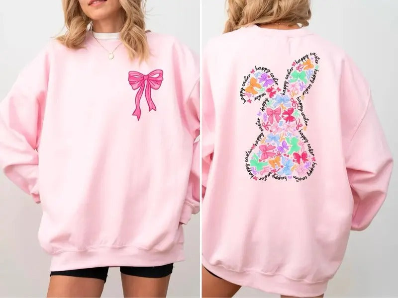 Happy Easter Day Coquette Bow Easter Shirt Coquette Bunny Easter Day Shirt Easter Bunny T-Shirts, Hoodie, Sweatshirt - T-Shirt, Sweatshirt, Hoodie