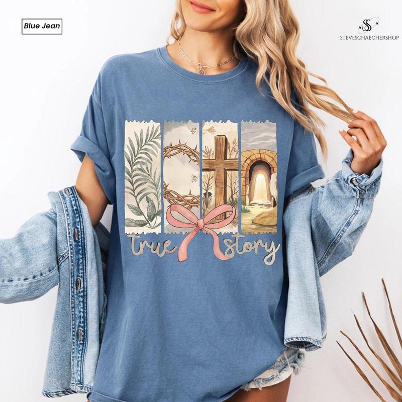 Happy Easter True Story Shirt He Is Risen Christian Sublimation Retro Christian Easter Shirt Coquette Bow Floral Spring Brushstroke T-Shirts, Hoodie, Sweatshirt - T-Shirt, Sweatshirt, Hoodie