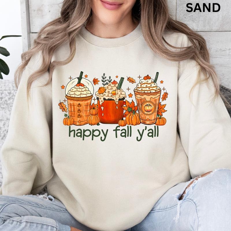 Happy Fall Y'All Fall Fall Retro Halloween Cotton Spooky Season T-Shirts, Hoodie, Sweatshirt - T-Shirt, Sweatshirt, Hoodie