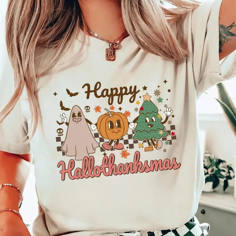 Happy Hallothanksmas Shirt Happy Halloween Thanksgiving Season Shirt Funny Halloween Fall Shirt Autumn Teestyle{N002}2 T-Shirts, Hoodie, Sweatshirt - T-Shirt, Sweatshirt, Hoodie