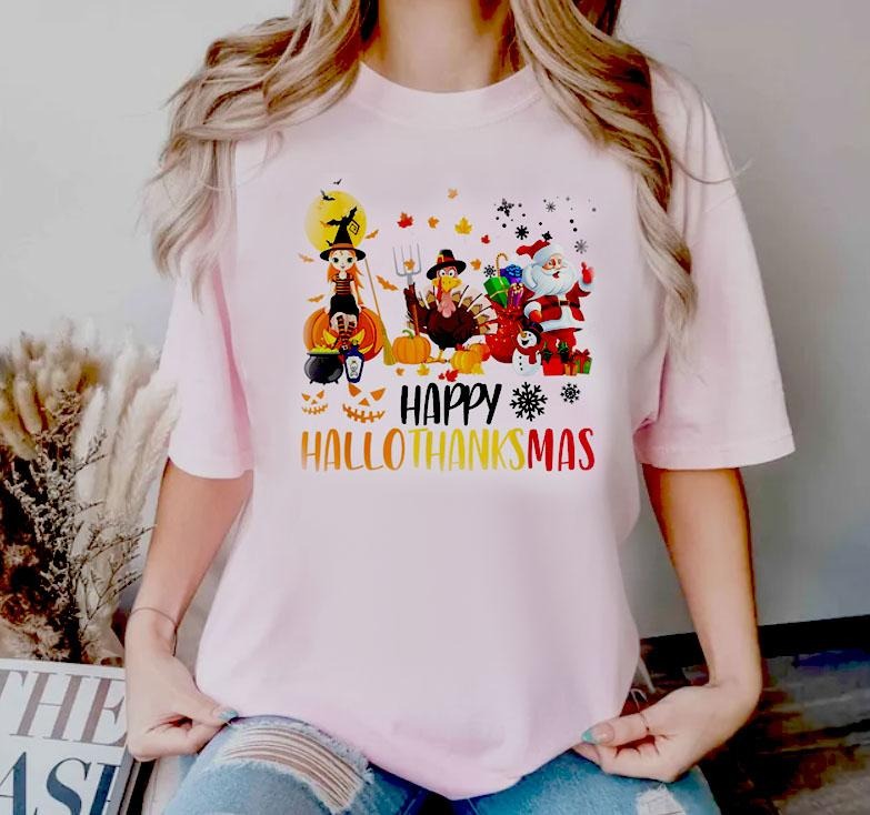 Happy Hallothanksmas Halloween Thanksgiving Turkey Halloween T-Shirts, Hoodie, Sweatshirt - T-Shirt, Sweatshirt, Hoodie