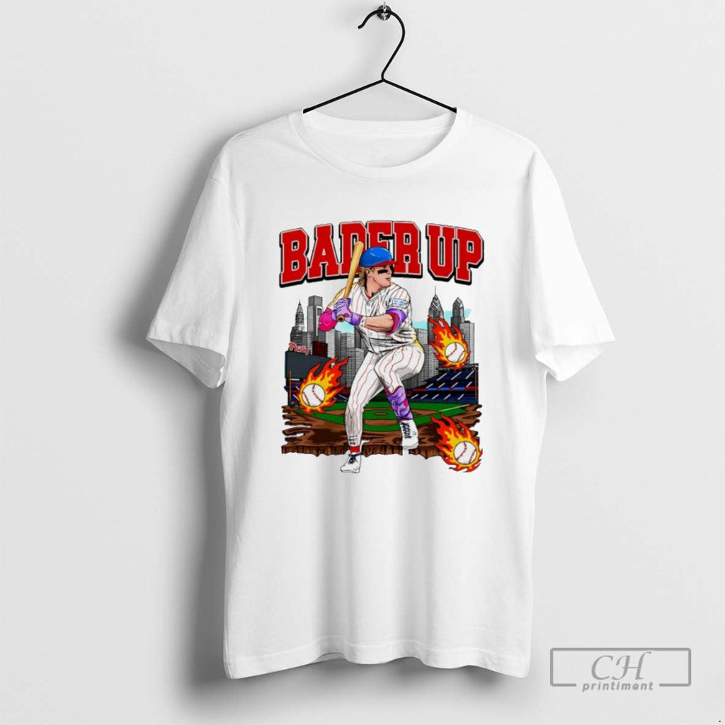 Harrison Bader Bader Up Philadelphia Phillies Graphic T Shirts Unisex T-shirt, Sweatshirt, Hoodie, Long Sleeve Tee - T-Shirt, Sweatshirt, Hoodie