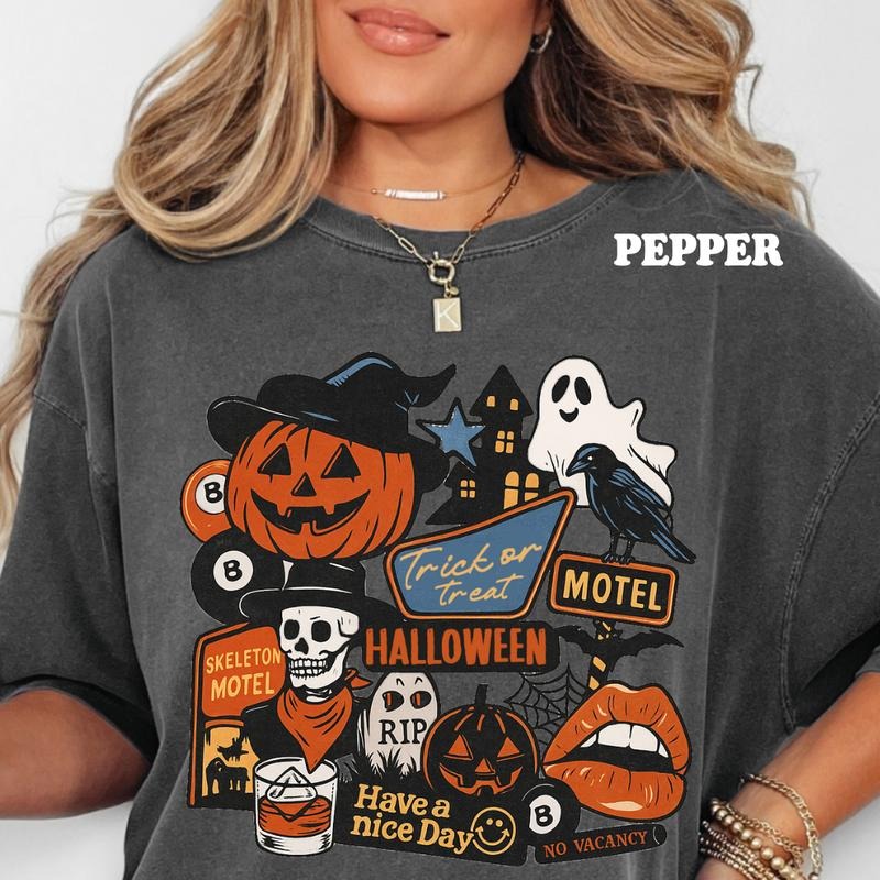 Haunted Halloween Motel Shirt Cute Spooky Comfort Colors Fit Cute Retro T-Shirts, Hoodie, Sweatshirt - T-Shirt, Sweatshirt, Hoodie