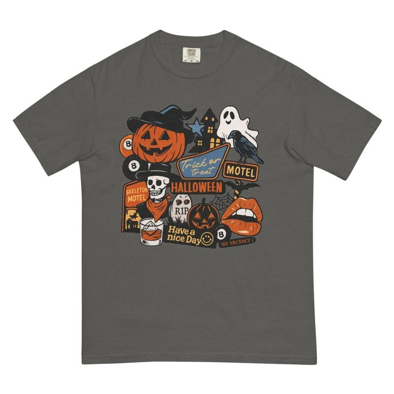 Haunted Motel Halloween Shirt Comfort Colors Relaxed Fit Printed USA Womenswear Casual Comfort Cotton Top Athletic Boho Chic T-Shirts, Hoodie, Sweatshirt - T-Shirt, Sweatshirt, Hoodie