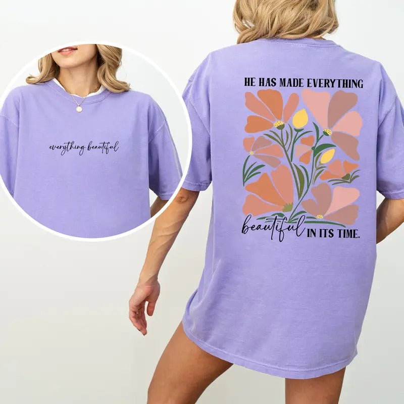 He Has Made Everything Shirt Comfort Colors Boho Christian Soft Fabric Bible Verse Christian T-Shirts, Hoodie, Sweatshirt - T-Shirt, Sweatshirt, Hoodie