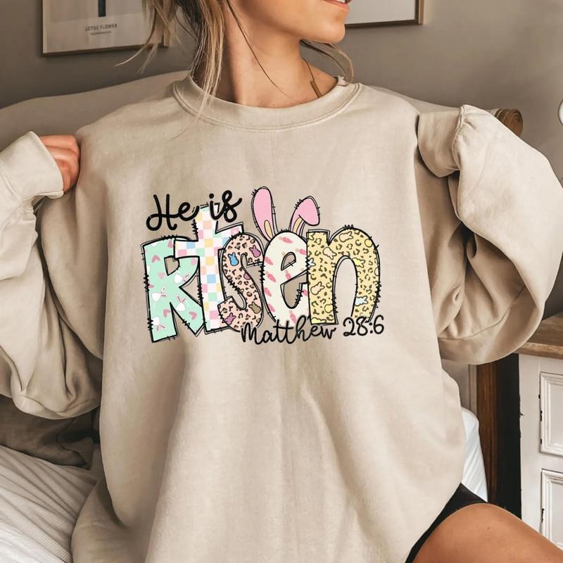 He Is Risen Easter Jesus Easter Shirt Bible Verse Easter Easter Bunny Shirt Happy Easter Shirt T-Shirts, Hoodie, Sweatshirt - T-Shirt, Sweatshirt, Hoodie