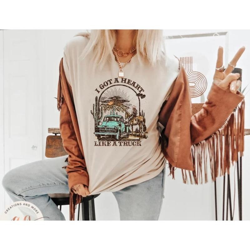 Heart Like Truck Shirt Western Sunset Cowgirl Shirt Country Shirt Cowgirl Western Country Shirt V821I T-Shirts, Hoodie, Sweatshirt - T-Shirt, Sweatshirt, Hoodie