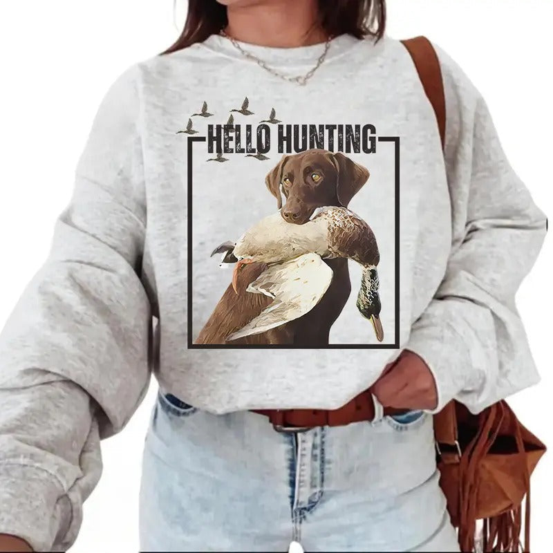 Hello Hunting Season Dog Mallard Duck Hunting Dog Duck Deer Cotton T-Shirts, Hoodie, Sweatshirt - T-Shirt, Sweatshirt, Hoodie