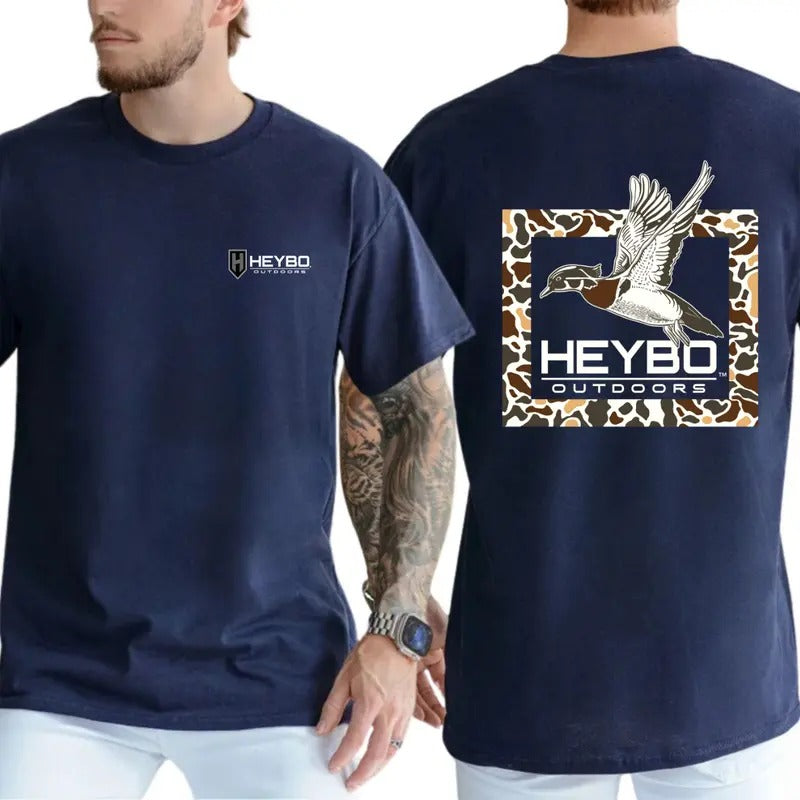 Heybo Outdoors Bold Waterfowl Themed Signature Camouflage Frame Duck Artwork Outdoor Enthusiasts Menswear Tops Streetwear T-Shirts, Hoodie, Sweatshirt - T-Shirt, Sweatshirt, Hoodie
