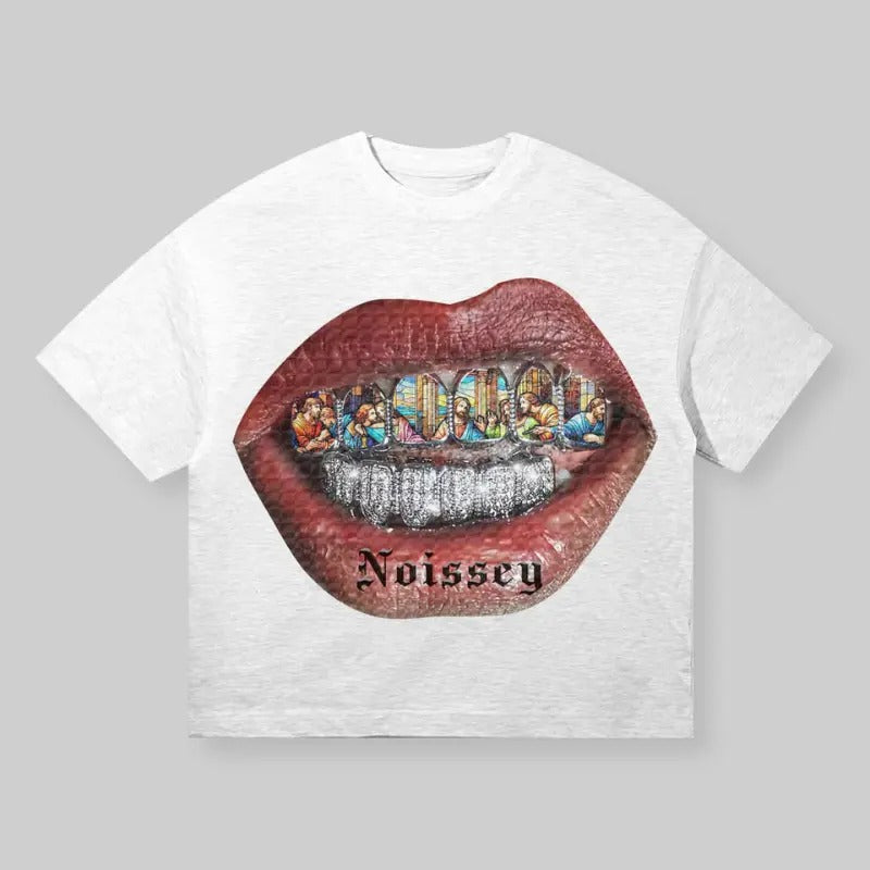 High Quality Religious Stained Glass Diamond Grill Print Cotton Medium Short Sleeve Casual Streetwear T-Shirts, Hoodie, Sweatshirt - T-Shirt, Sweatshirt, Hoodie