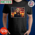 Hillary Clinton and the burning city and US flag in the background shirt Unisex T-shirt, Sweatshirt, Hoodie, Long Sleeve Tee - T-Shirt, Sweatshirt, Hoodie