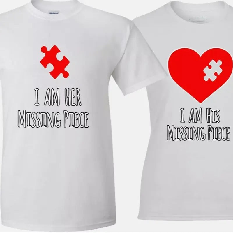 His Her Missing Piece Puzzle Heart Valentine Couple Matching Funny Cute T-Shirts, Hoodie, Sweatshirt - T-Shirt, Sweatshirt, Hoodie