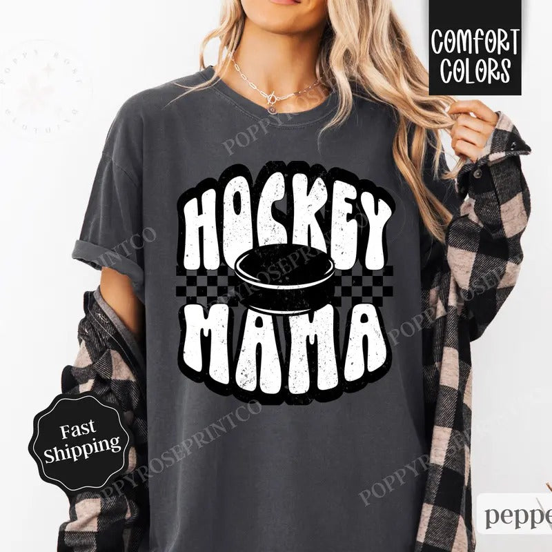 Hockey Mama Shirt Comfort Colors Retro Gameday Hockey Womenswear T-Shirts, Hoodie, Sweatshirt - T-Shirt, Sweatshirt, Hoodie