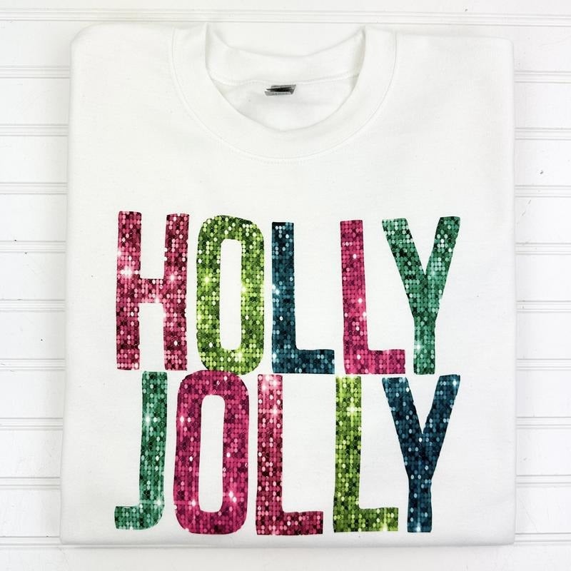 Holly Jolly Faux Sequins T-Shirts, Hoodie, Sweatshirt - T-Shirt, Sweatshirt, Hoodie