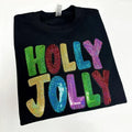 Holly Jolly Sequin Patch Gildan BLACK T-Shirts, Hoodie, Sweatshirt - T-Shirt, Sweatshirt, Hoodie