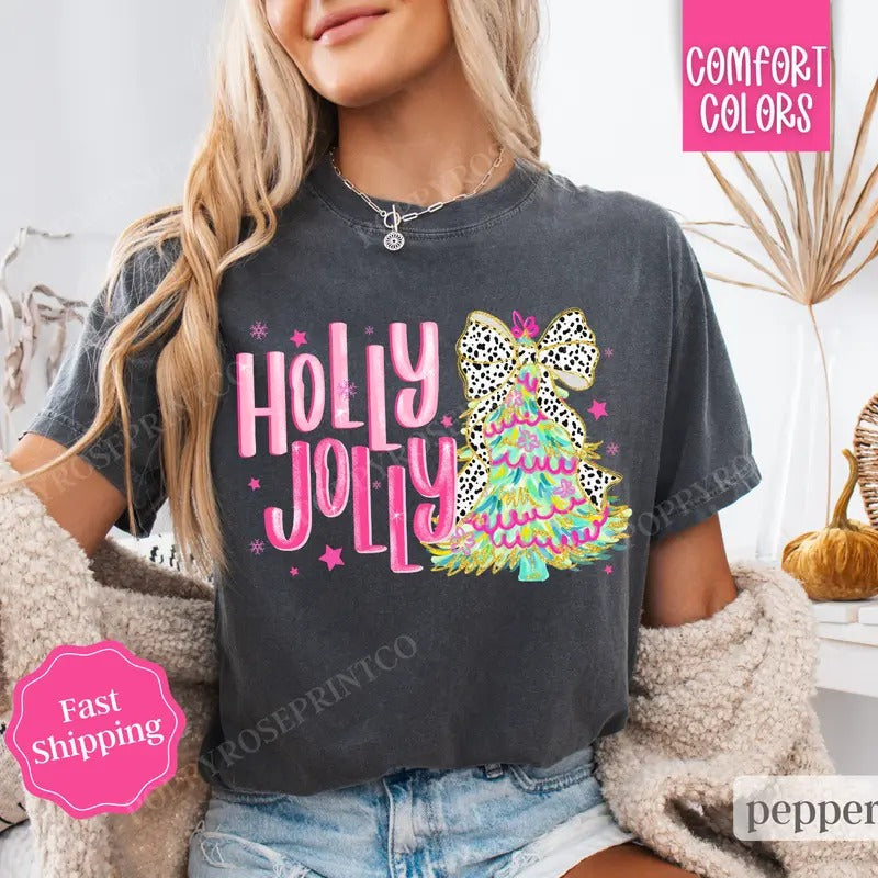 Holly Jolly Shirt Comfort Colors T-Shirts, Hoodie, Sweatshirt - T-Shirt, Sweatshirt, Hoodie