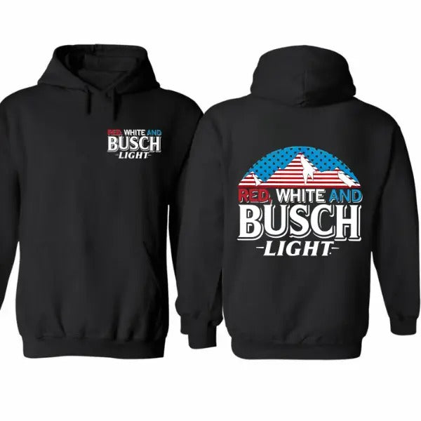 Red White Busch Light 2 Sided 100% Cotton Menswear Streetwear Busch Light T-Shirts, Hoodie, Sweatshirt - T-Shirt, Sweatshirt, Hoodie