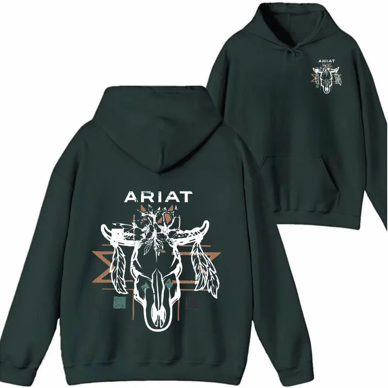 Ariat Shirt Embrace Spirit Wild West This Beautifully Designed Skull Floral Motif Menswear Man Long Sleeve T-Shirts, Hoodie, Sweatshirt - T-Shirt, Sweatshirt, Hoodie
