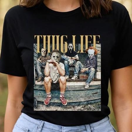 Horror Killer Thug Life Shirt Jason Voorhees Ghostface Michael Myers Pennywise Shirt 90s Halloween Shirt Friday 13th T-Shirts, Hoodie, Sweatshirt - T-Shirt, Sweatshirt, Hoodie
