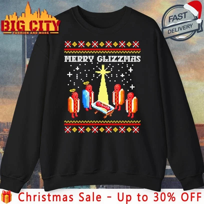 Hot Dog Holiday Jumper Merry Glizzmas ugly christmas shirt Unisex T-shirt, Sweatshirt, Hoodie, Long Sleeve Tee - T-Shirt, Sweatshirt, Hoodie