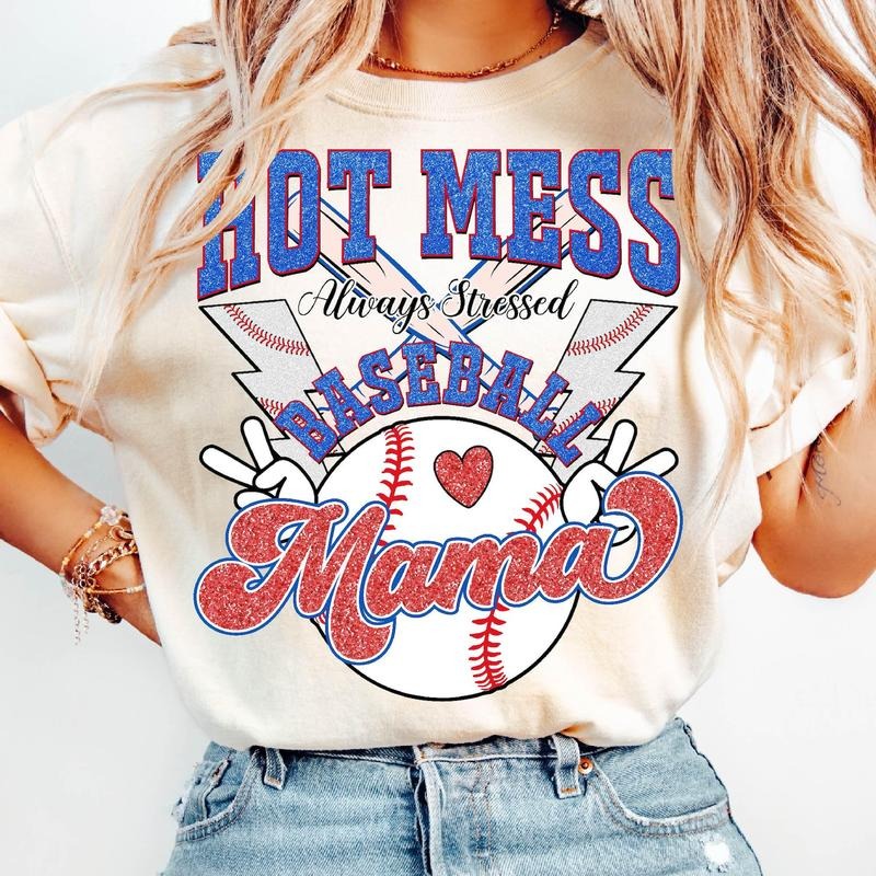Hot Mess Always Stressed Baseball Mama Sports Mom Shirt Baseball Mom Shirt Game Day Baseball Coquette Retro Baseball T-Shirts, Hoodie, Sweatshirt - T-Shirt, Sweatshirt, Hoodie