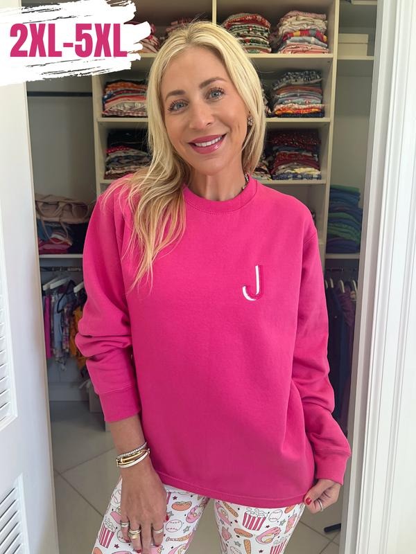 Hot Pink Embroidered Initial (2XL 5XL) T-Shirts, Hoodie, Sweatshirt - T-Shirt, Sweatshirt, Hoodie