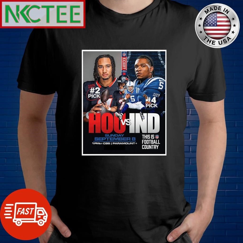 Houston Texans vs Indianapolis Colts September 8 2024 shirt Unisex T-shirt, Sweatshirt, Hoodie, Long Sleeve Tee - T-Shirt, Sweatshirt, Hoodie