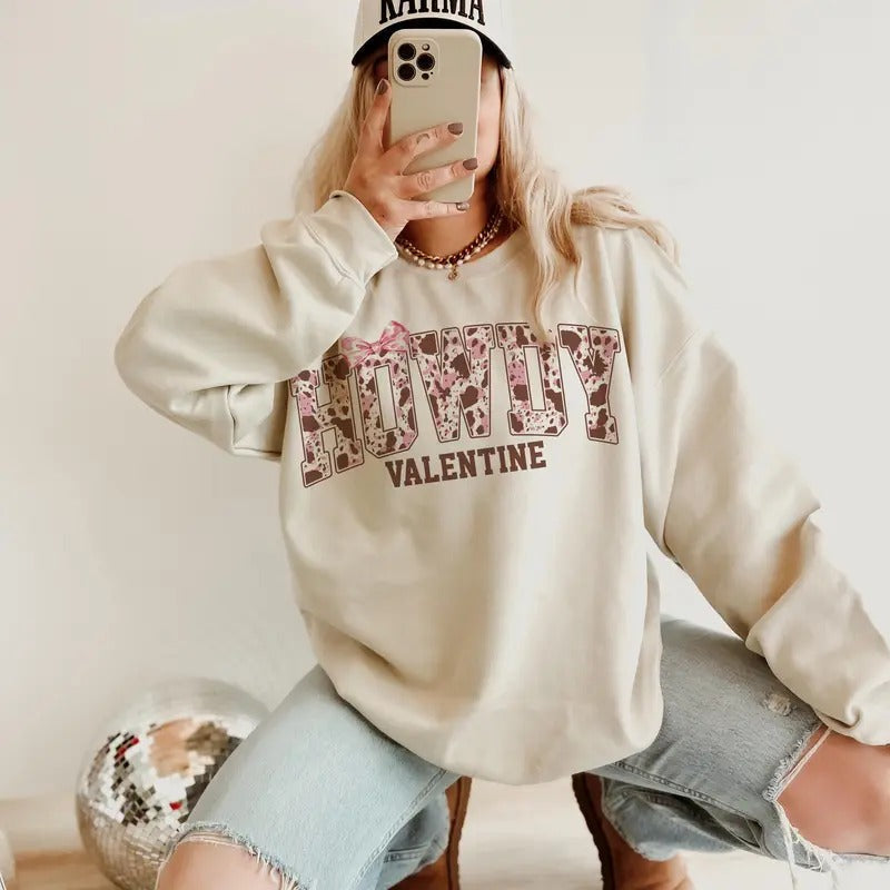 Howdy Valentine Coquette Bow Valentines Cow Shirt Valentines Cow Print Coquette Bow Shirt Her T-Shirts, Hoodie, Sweatshirt - T-Shirt, Sweatshirt, Hoodie