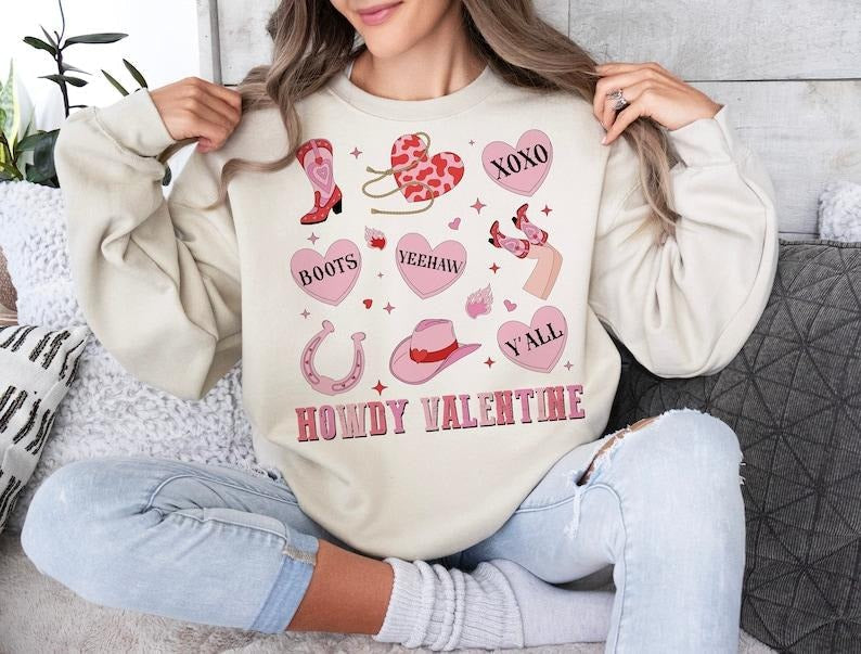 Howdy Valentine Western Valentines Cowgirl Valentines Conversation Hearts Retro Valentines Disco Ball Valentines T-Shirts, Hoodie, Sweatshirt - T-Shirt, Sweatshirt, Hoodie