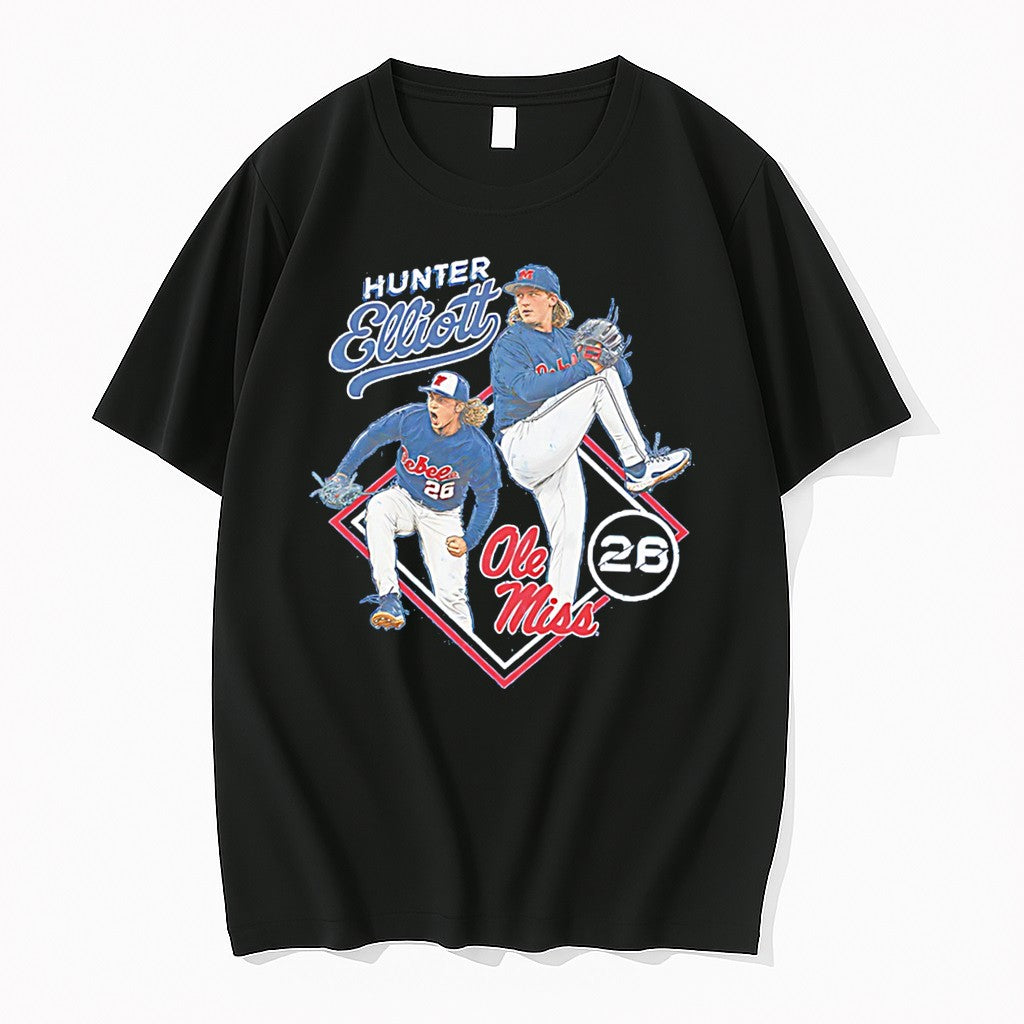 Hunter Elliott Ole Miss Baseball Illustrated Tee Tshirts Sweater Hoodie Jpg Unisex T-shirt, Sweatshirt, Hoodie, Long Sleeve Tee - T-Shirt, Sweatshirt, Hoodie