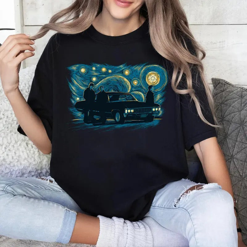 Hunters Night Supernatural Supernatural Dean SAM Woman Man Casual Cotton T-Shirts, Hoodie, Sweatshirt - T-Shirt, Sweatshirt, Hoodie