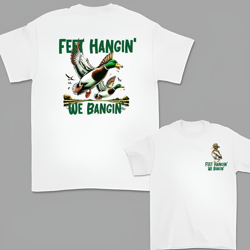 Hunting Fishing Life Feet Hangin' We Bangin Duck Hunting Dog Shirt Classic Top Short Sleeve Casual Hunting Streetwear T-Shirts, Hoodie, Sweatshirt - T-Shirt, Sweatshirt, Hoodie