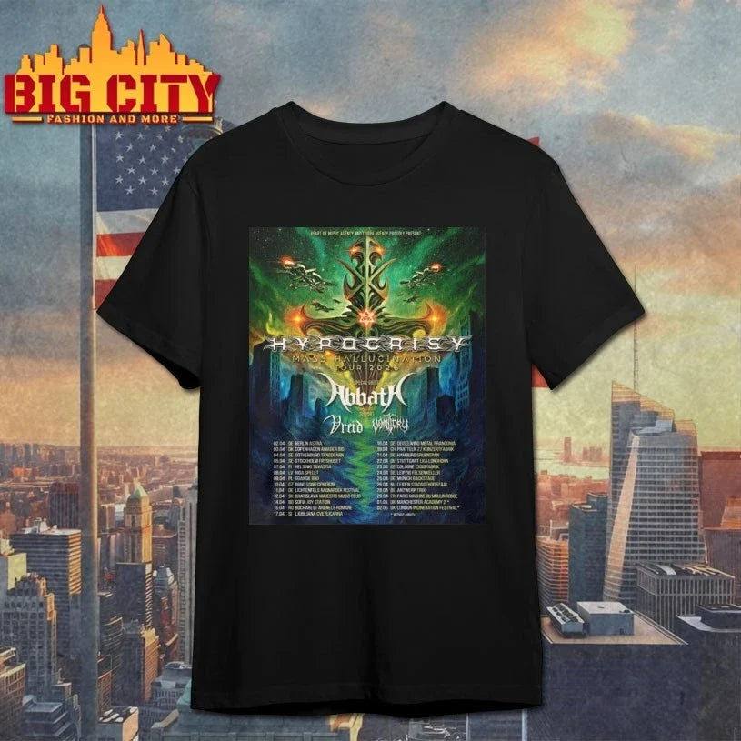 Hypocrisy Mass Hallucination Tour 2026 shirt Unisex T-shirt, Sweatshirt, Hoodie, Long Sleeve Tee - T-Shirt, Sweatshirt, Hoodie