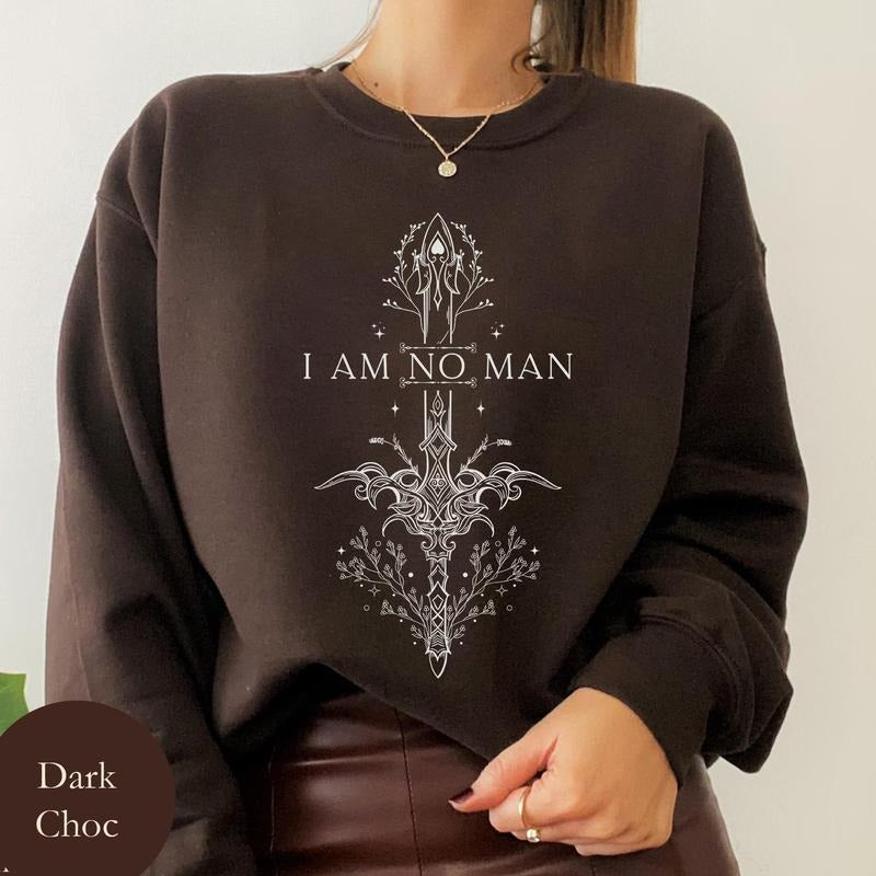I Am No Man Eowyn LOTR Reading Fandom Fantasy Reader Booklover Mystical Feminist Quote Lord Rings Tolkien Book Worm Soft Comfort Long Sleeves Fabric T-Shirts, Hoodie, Sweatshirt - T-Shirt, Sweatshirt, Hoodie