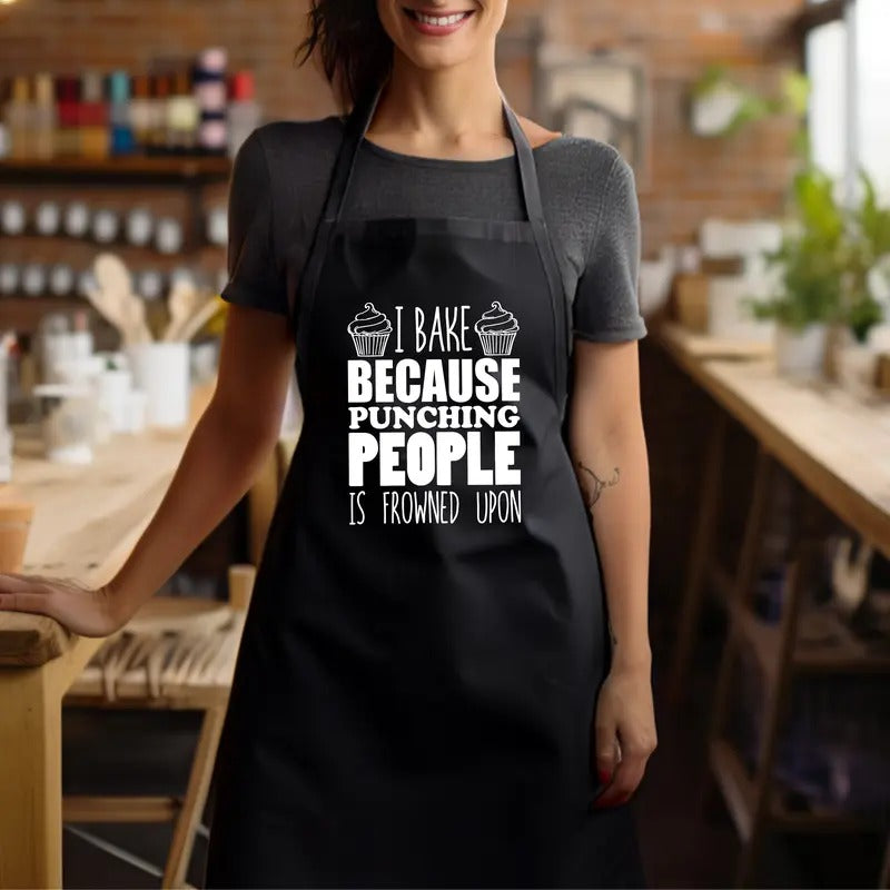 I Bake Because Punching People Is Frowned Upon Baking Apron Cooking Lover Apron Cute Baker Apron Chef Kitchen Apron T-Shirts, Hoodie, Sweatshirt - T-Shirt, Sweatshirt, Hoodie