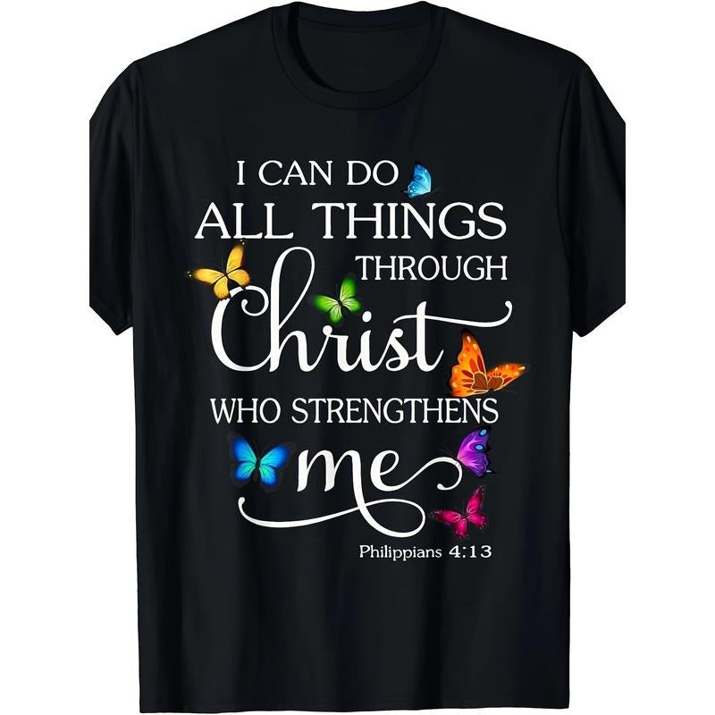I Can Do All Things Through Christ Butterfly Art Religious Made USA T-Shirts, Hoodie, Sweatshirt - T-Shirt, Sweatshirt, Hoodie