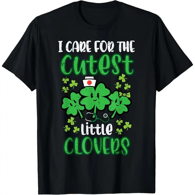 I Care Cutest Clovers Nurse St Patricks Day Scrub Top Made USA T-Shirts, Hoodie, Sweatshirt - T-Shirt, Sweatshirt, Hoodie