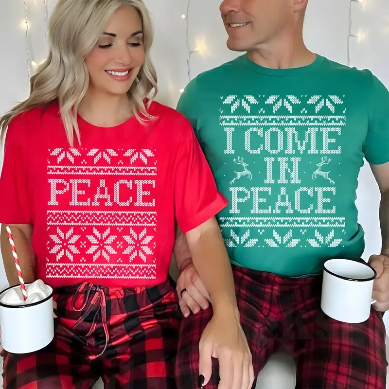 I Come Peace Ugly Couple Matching Shirt Humor I'M Peace Funny Xmas Party Outfits Husband Wife T-Shirts, Hoodie, Sweatshirt - T-Shirt, Sweatshirt, Hoodie